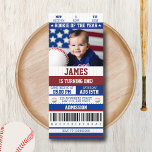 Rookie of the Year 1st Birthday Baseball Ticket Invitation<br><div class="desc">Introducing the perfect invitation for your little slugger's upcoming birthday party - the "Rookie of the Year" baseball ticket invitation! Get ready to hit a home run with this one-of-a-kind invite, designed to look just like a real baseball ticket. Featuring a classic red and white colour scheme with bold black...</div>