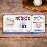 Rookie of the Year 1st Birthday Baseball Ticket Invitation<br><div class="desc">Introducing our "Rookie of the Year" 1st Birthday Invitation, designed to look like a ticket for a baseball game! This one-of-a-kind invitation will make your little one feel like a star player on their special day. Featuring a beautiful and unique design with a colour scheme of blue, red, and white,...</div>