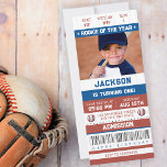 Rookie of the Year 1st Birthday Baseball Ticket Invitation<br><div class="desc">Hit a home run with your little slugger's first birthday! Our "Rookie of the Year" baseball ticket invitation is a fun and unique way to celebrate this milestone. Featuring a classic baseball ticket design, it's perfect for your future MVP’s big day. Personalise it with all the game-day details, and get...</div>