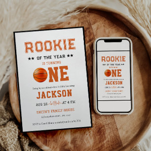 Rookie of the Year 1st Birthday Basketball Invitation
