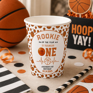 Rookie of the Year 1st Birthday Basketball Paper Cups
