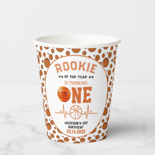 Rookie of the Year 1st Birthday Basketball Paper Cups