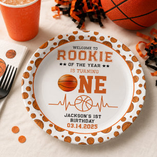 Rookie of the Year 1st Birthday Basketball Paper Plate