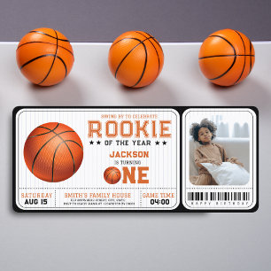 Rookie of the Year 1st Birthday Basketball Photo Invitation