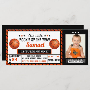 Rookie of the Year 1st Birthday Basketball Photo Invitation