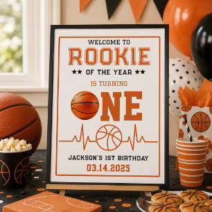 Rookie of the Year 1st Birthday Basketball Poster