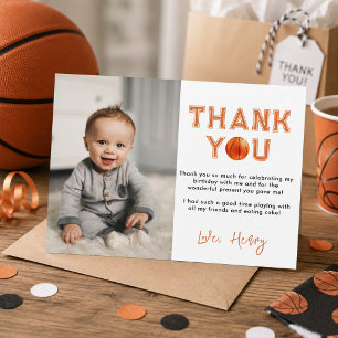 Rookie of the Year 1st Birthday Basketball Thank You Card