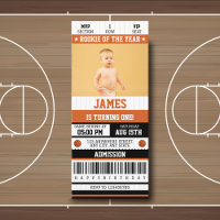 Rookie of the Year 1st Birthday Basketball Ticket
