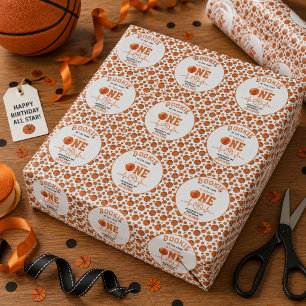 Rookie of the Year 1st Birthday Basketball Wrapping Paper
