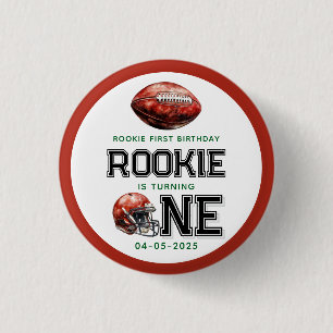 Rookie of the Year 1st Birthday Football Boy's  3 Cm Round Badge