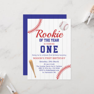 Rookie Of The Year Baseball 1st Birthday Invitation