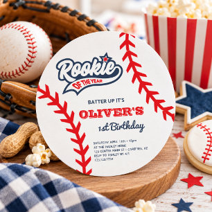 Rookie of the Year Baseball 1st Birthday Invitation