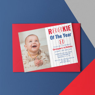 Rookie Of The Year Baseball 1st Birthday Invitation