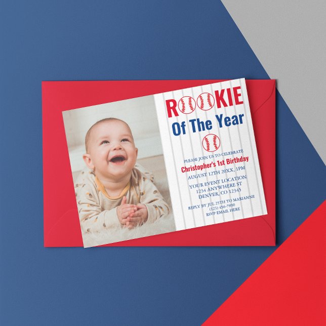 Rookie Of The Year Baseball 1st Birthday Invitation (Creator Uploaded)
