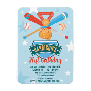 Rookie of the Year Baseball 1st Birthday Magnet