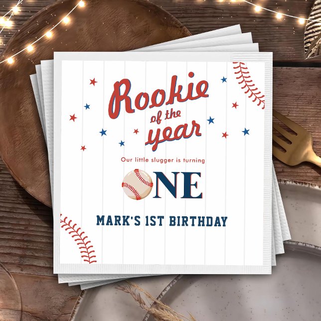 Rookie of the Year Baseball 1st Birthday Napkin (Creator Uploaded)
