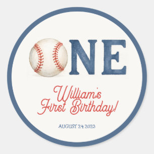Rookie of the Year Baseball 1st Birthday Party Classic Round Sticker