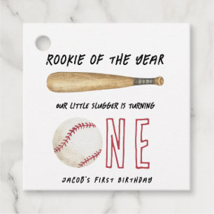 Rookie of the Year Baseball 1st Birthday Party Favour Tags