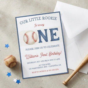 Rookie of the Year Baseball 1st Birthday Party Invitation