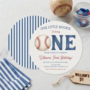 Rookie of the Year Baseball 1st Birthday Party Invitation