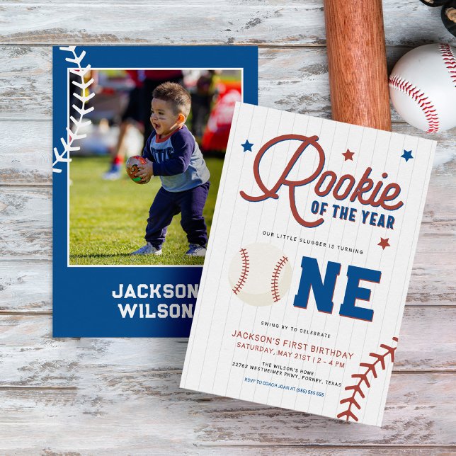 Rookie of the Year Baseball 1st Birthday Party Invitation (Creator Uploaded)