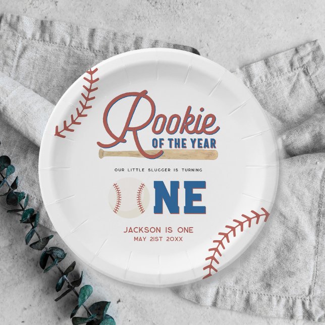Rookie of the Year Baseball 1st Birthday Party Paper Plate (Creator Uploaded)