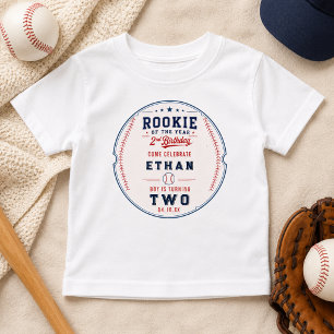 Rookie of the Year Baseball 2nd Birthday kids Baby T-Shirt