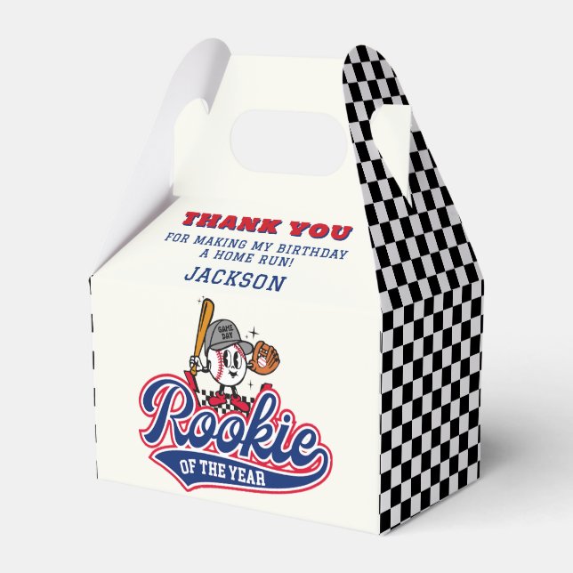 Rookie Of The Year Baseball Birthday Party Custom Favour Box (Front Side)