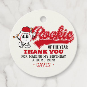 Rookie Of The Year Baseball Birthday Party Custom Favour Tags