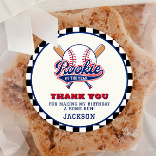 Rookie Of The Year Baseball Custom Birthday Party Classic Round Sticker