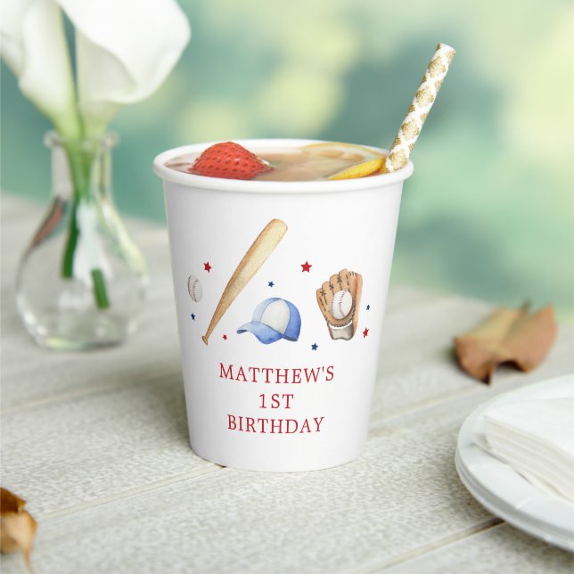 Rookie of the Year Baseball First Birthday Paper Cups (Insitu)