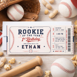 Rookie of the Year Baseball Photo  1st Birthday Invitation