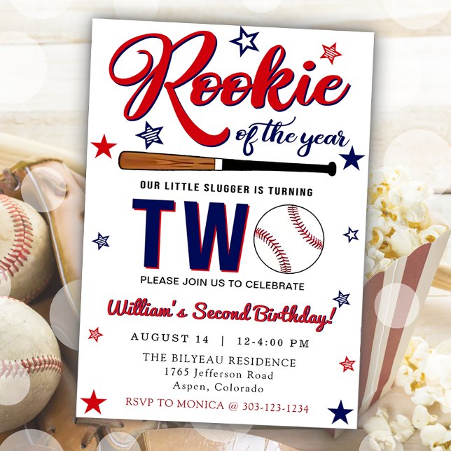 Rookie of the Year Baseball Second 2nd Birthday Invitation (Creator Uploaded)