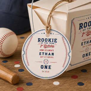 Rookie of the Year Baseball Ticket 1st Birthday Favour Tags