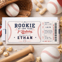 Rookie of the Year Baseball Ticket  1st Birthday
