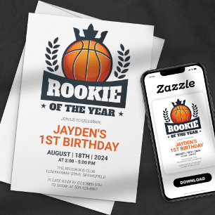 Rookie of the Year Basketball 1st Birthday Invitation
