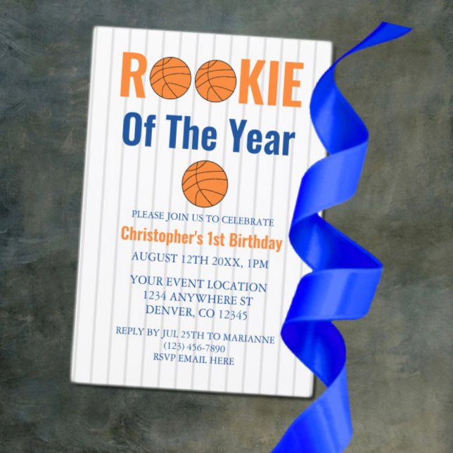 Rookie Of The Year Basketball 1st Birthday Invitation (Creator Uploaded)