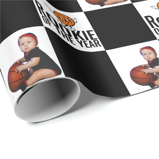 Rookie Of The Year Basketball Birthday Customised Wrapping Paper (Roll Corner)