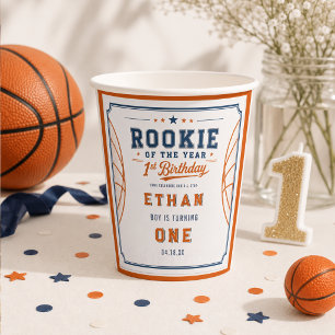 Rookie of the Year Basketball Ticket 1st Birthday Paper Cups