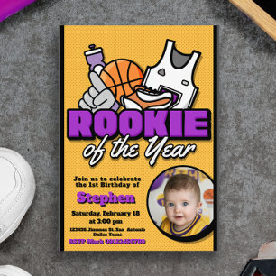 Rookie of the Year - Basketball with Photo Invitation