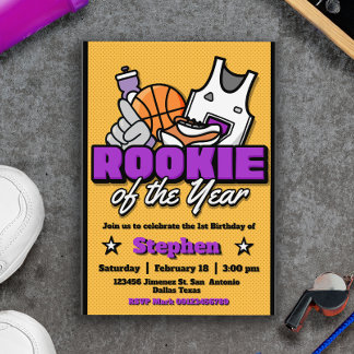 Rookie of the Year - Boy First Birthday Basketball Invitation