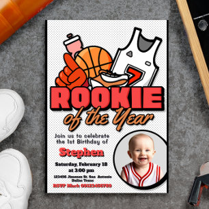 Rookie of the Year - Boy First Birthday Basketball Invitation