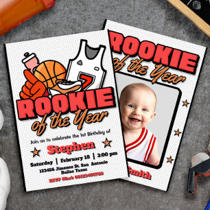 Rookie of the Year - Boy First Birthday Basketball Invitation