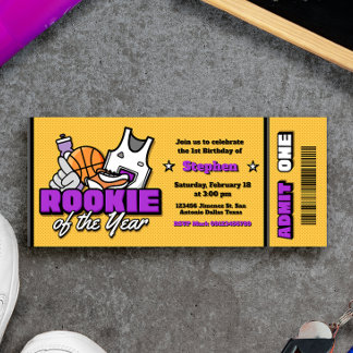 Rookie of the Year - Boy First Birthday Ticket Invitation