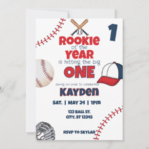 Rookie of the Year first birthday baseball party Invitation