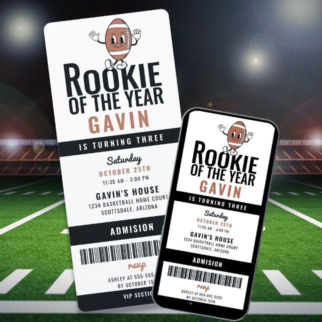 Rookie Of The Year Football Customised Birthday Invitation (Creator Uploaded)