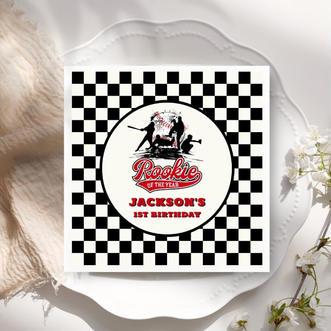 Rookie Of The Year Personalised Baseball Birthday Napkin (Creator Uploaded)
