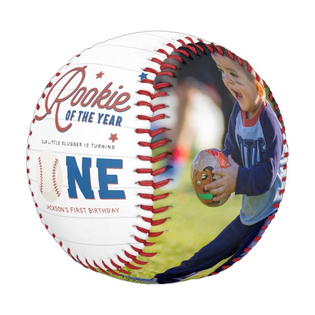 Rookie of the Year Personalised Photo Baseball (Angled)