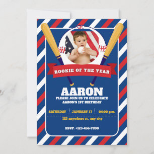 Rookie of the Year Photo Kid's Party Invitation