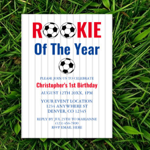 Rookie Of The Year Soccer 1st Birthday Invitation